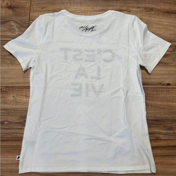 Karl Lagerfeld White C'est La Vie Tee - Picture 10 of 10
